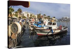 Fishing boats and cruise ship, harbour, Kos Town, Kos, Dodecanese, Greek Islands, Greece, Europe-Eleanor Scriven-Stretched Canvas