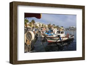 Fishing boats and cruise ship, harbour, Kos Town, Kos, Dodecanese, Greek Islands, Greece, Europe-Eleanor Scriven-Framed Photographic Print