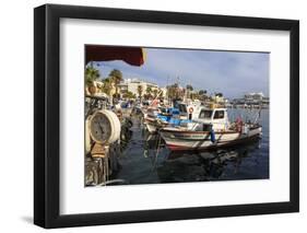 Fishing boats and cruise ship, harbour, Kos Town, Kos, Dodecanese, Greek Islands, Greece, Europe-Eleanor Scriven-Framed Photographic Print