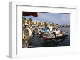 Fishing boats and cruise ship, harbour, Kos Town, Kos, Dodecanese, Greek Islands, Greece, Europe-Eleanor Scriven-Framed Photographic Print