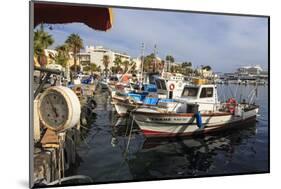 Fishing boats and cruise ship, harbour, Kos Town, Kos, Dodecanese, Greek Islands, Greece, Europe-Eleanor Scriven-Mounted Photographic Print