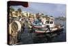 Fishing boats and cruise ship, harbour, Kos Town, Kos, Dodecanese, Greek Islands, Greece, Europe-Eleanor Scriven-Stretched Canvas