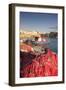 Fishing boats and fishing net at the port, old town, Gallipoli, Lecce province, Salentine Peninsula-Markus Lange-Framed Photographic Print