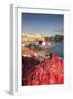 Fishing boats and fishing net at the port, old town, Gallipoli, Lecce province, Salentine Peninsula-Markus Lange-Framed Photographic Print