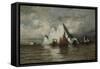 Fishing Boats and Icebergs-William Bradford-Framed Stretched Canvas