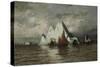 Fishing Boats and Icebergs-William Bradford-Stretched Canvas