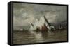 Fishing Boats and Icebergs-William Bradford-Framed Stretched Canvas