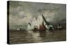 Fishing Boats and Icebergs-William Bradford-Stretched Canvas