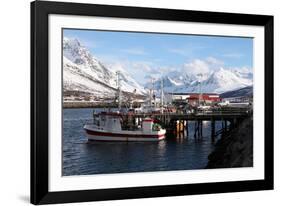 Fishing Boats and Lyngen Alps, Troms, Norway, Scandinavia, Europe-David Lomax-Framed Photographic Print