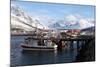 Fishing Boats and Lyngen Alps, Troms, Norway, Scandinavia, Europe-David Lomax-Mounted Photographic Print