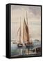 Fishing Boats and Steamship-Giacinto Gigante-Framed Stretched Canvas