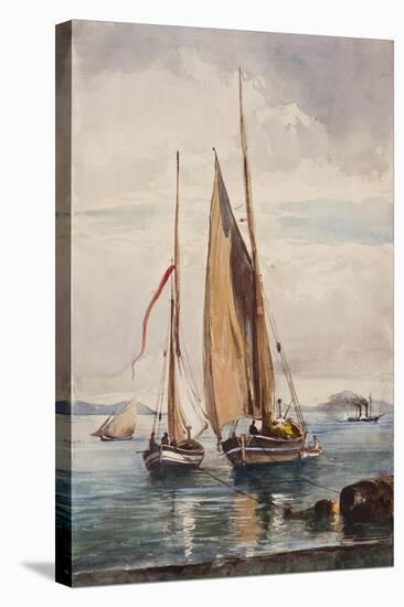 Fishing Boats and Steamship-Giacinto Gigante-Stretched Canvas