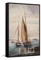 Fishing Boats and Steamship-Giacinto Gigante-Framed Stretched Canvas