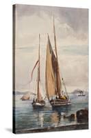 Fishing Boats and Steamship-Giacinto Gigante-Stretched Canvas
