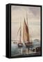 Fishing Boats and Steamship-Giacinto Gigante-Framed Stretched Canvas