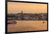 Fishing boats and town at sunrise, Palamos, Costa Brava, Girona, Catalonia, Spain, Europe-Eleanor Scriven-Framed Photographic Print
