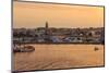 Fishing boats and town at sunrise, Palamos, Costa Brava, Girona, Catalonia, Spain, Europe-Eleanor Scriven-Mounted Photographic Print