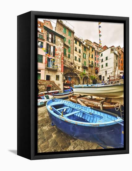 Fishing Boats are Parked in Streets Each Night, Manarola, Cinque Terre, Tuscany, Italy-Richard Duval-Framed Stretched Canvas