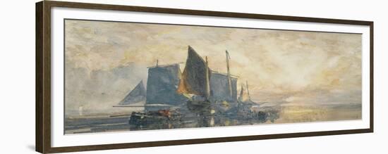 Fishing Boats at Anchor: Sunset, 19th Century-William Roxby Beverly-Framed Giclee Print