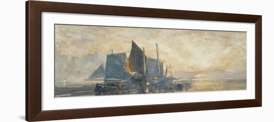 Fishing Boats at Anchor: Sunset, 19th Century-William Roxby Beverly-Framed Giclee Print