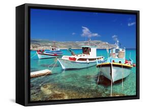 Fishing Boats at Anopi Beach, Karpathos, Dodecanese, Greek Islands, Greece, Europe-Sakis Papadopoulos-Framed Stretched Canvas