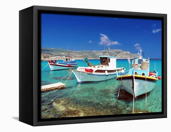 Fishing Boats at Anopi Beach, Karpathos, Dodecanese, Greek Islands, Greece, Europe-Sakis Papadopoulos-Framed Stretched Canvas