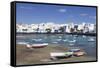 Fishing Boats at Charco San Gines Laguna, Arrecife, Lanzarote, Canary Islands, Spain-Markus Lange-Framed Stretched Canvas