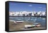 Fishing Boats at Charco San Gines Laguna, Arrecife, Lanzarote, Canary Islands, Spain-Markus Lange-Framed Stretched Canvas