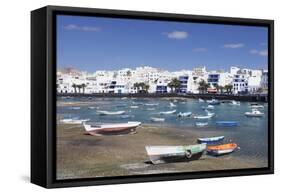 Fishing Boats at Charco San Gines Laguna, Arrecife, Lanzarote, Canary Islands, Spain-Markus Lange-Framed Stretched Canvas