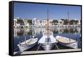 Fishing Boats at Fishing Port, Porto Colom, Majorca (Mallorca)-Markus Lange-Framed Stretched Canvas