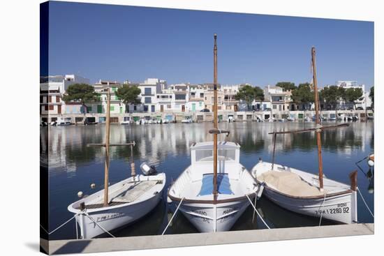 Fishing Boats at Fishing Port, Porto Colom, Majorca (Mallorca)-Markus Lange-Stretched Canvas