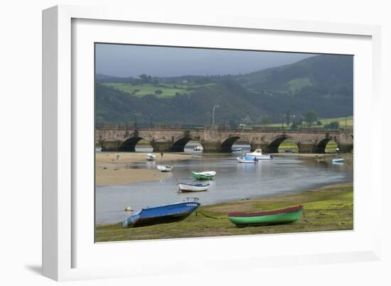 Fishing Boats at Low Tide, San Vicente De Al Barquera, Spain-David R. Frazier-Framed Photographic Print