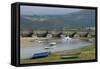 Fishing Boats at Low Tide, San Vicente De Al Barquera, Spain-David R. Frazier-Framed Stretched Canvas