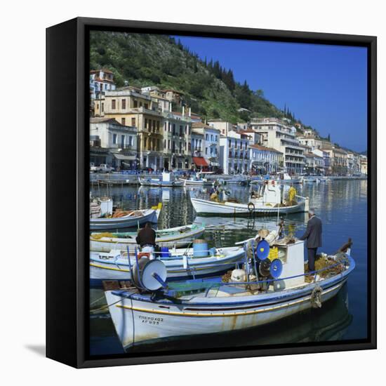 Fishing Boats at Port Town of Neapoli, Peloponnese, Greece, Europe-Tony Gervis-Framed Stretched Canvas