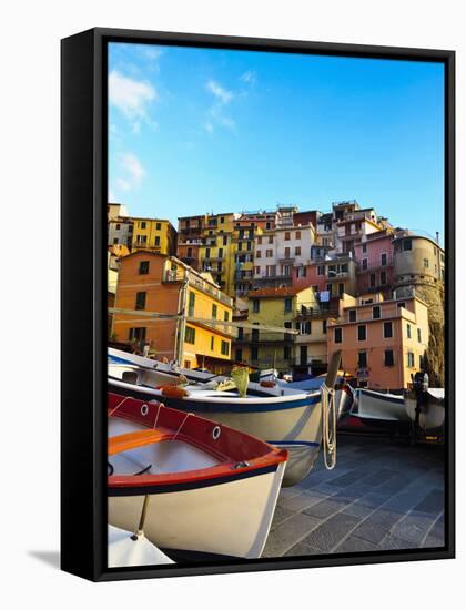 Fishing Boats at Rest in Manarola in Cinque Terre, Tuscany, Italy-Richard Duval-Framed Stretched Canvas