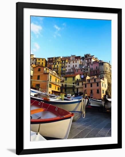 Fishing Boats at Rest in Manarola in Cinque Terre, Tuscany, Italy-Richard Duval-Framed Photographic Print