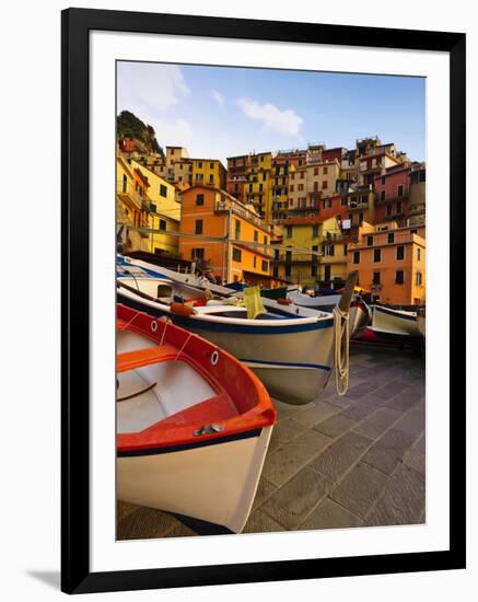 Fishing Boats at Rest in Manarola in Cinque Terre, Tuscany, Italy-Richard Duval-Framed Photographic Print