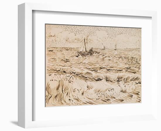 Fishing Boats at Saintes-Maries-De-La-Mer, 1888 (Pen and Ink and Pencil on Paper)-Vincent van Gogh-Framed Giclee Print
