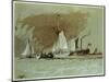 Fishing Boats at Sea, Boarding a Steamer Off the Isle of Wight-J. M. W. Turner-Mounted Giclee Print