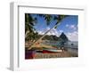 Fishing Boats at Soufriere with the Pitons in the Background, West Indies, Caribbean-Yadid Levy-Framed Photographic Print