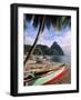 Fishing Boats at Soufriere with the Pitons in the Background, West Indies, Caribbean-Yadid Levy-Framed Photographic Print