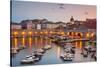 Fishing boats at sunset in the Old Port, Dubrovnik Old Town, UNESCO World Heritage Site, Dubrovnik,-Neale Clark-Stretched Canvas