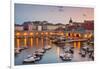 Fishing boats at sunset in the Old Port, Dubrovnik Old Town, UNESCO World Heritage Site, Dubrovnik,-Neale Clark-Framed Photographic Print