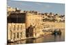 Fishing Boats at the Barriera Wharf and Grand Harbour Fortifications in the Golden Early Morning-Eleanor Scriven-Mounted Photographic Print