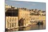 Fishing Boats at the Barriera Wharf and Grand Harbour Fortifications in the Golden Early Morning-Eleanor Scriven-Mounted Photographic Print