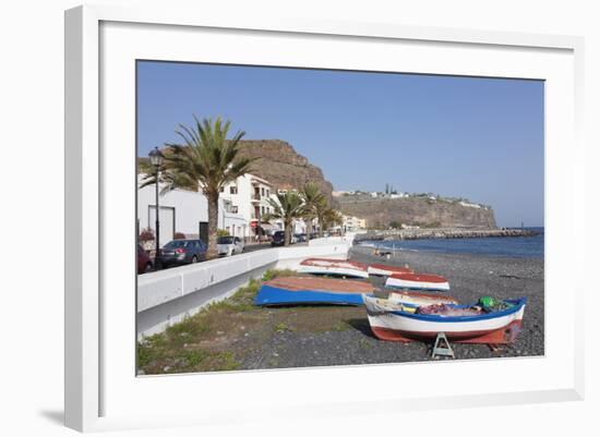 Fishing Boats at the Beach, Playa De Santiago, La Gomera, Canary Islands, Spain, Atlantic, Europe-Markus Lange-Framed Photographic Print