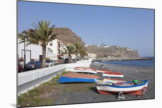 Fishing Boats at the Beach, Playa De Santiago, La Gomera, Canary Islands, Spain, Atlantic, Europe-Markus Lange-Mounted Photographic Print