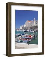 Fishing Boats at the Harbour, Old Town with Cathedral, Giovinazzo, Bari District, Puglia-Markus Lange-Framed Photographic Print