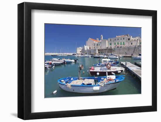 Fishing Boats at the Harbour, Old Town with Cathedral, Giovinazzo, Bari District, Puglia-Markus Lange-Framed Photographic Print