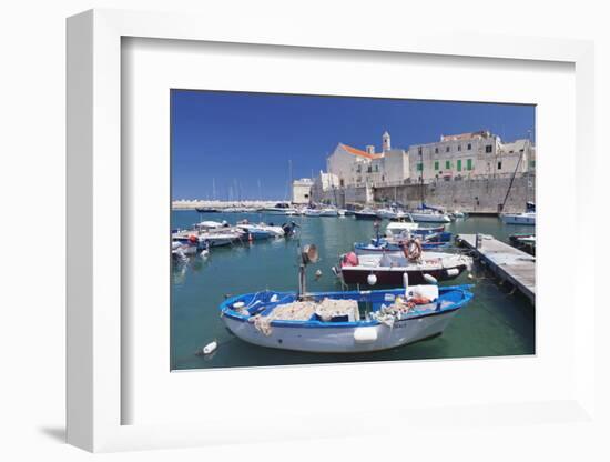 Fishing Boats at the Harbour, Old Town with Cathedral, Giovinazzo, Bari District, Puglia-Markus Lange-Framed Photographic Print